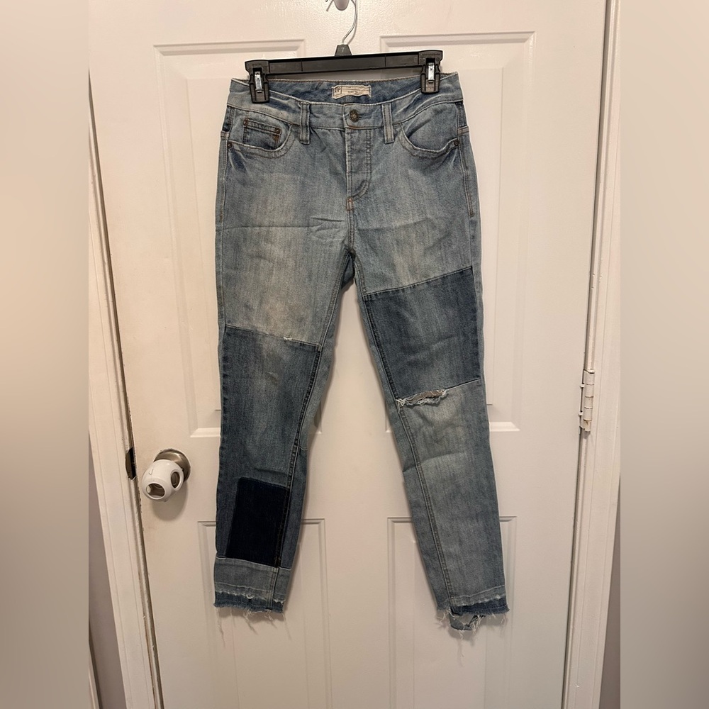 Women’s Patchwork Light Wash Jeans - Blue